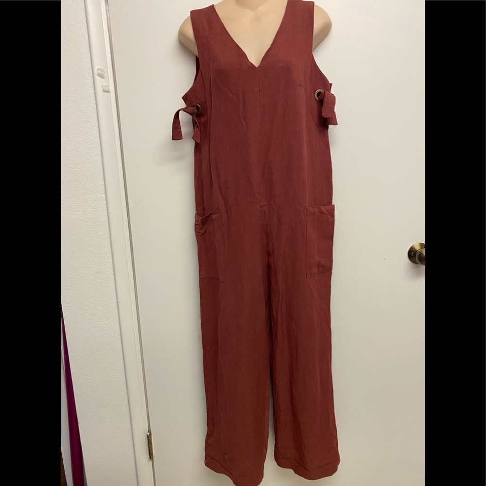 NWT Utility Bohme‎ rust linen Cotton loose jumpsuit small.